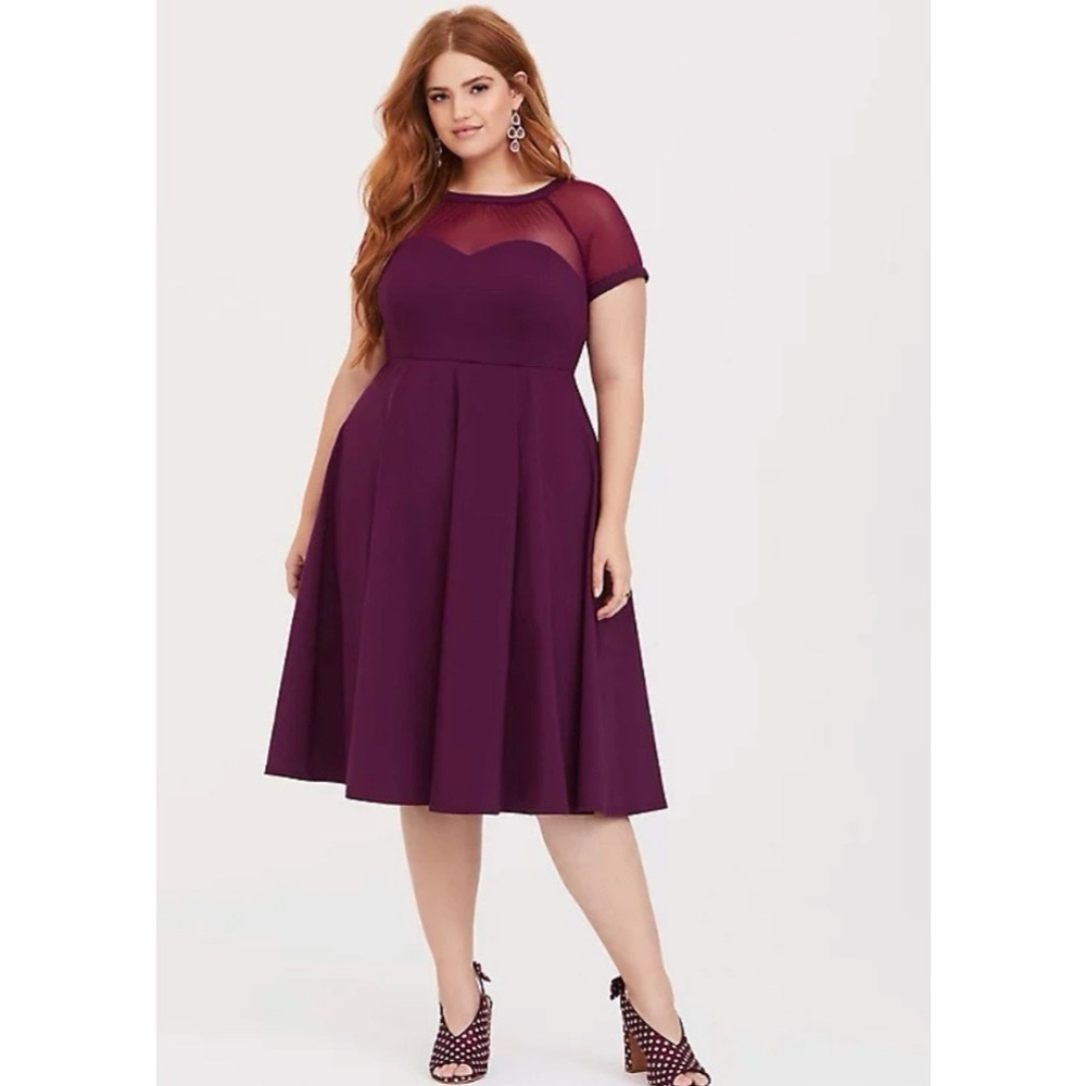 Torrid Purple Illusion Neck Swing Dress Size 24